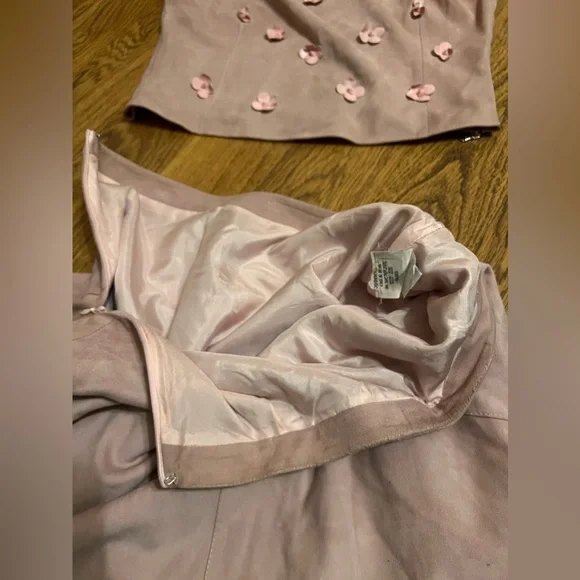 Luca luca silk 100% leather crop top floral & skirt 6 italian vtg 90s Coachella - Picture 6 of 16